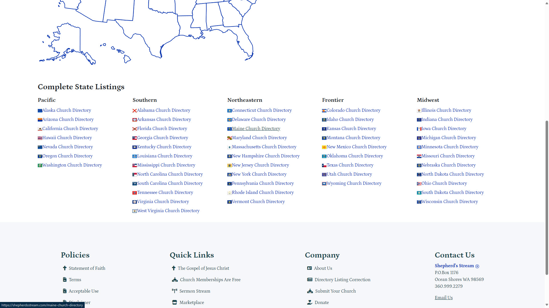 Church Geolocator State Listings